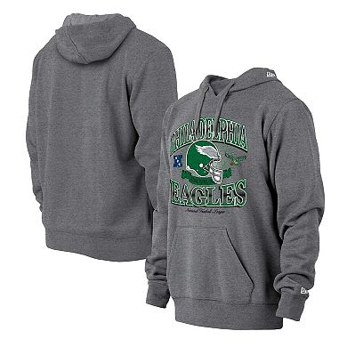 Men's New Era Heather Gray Philadelphia Eagles Retro Pullover Hoodie