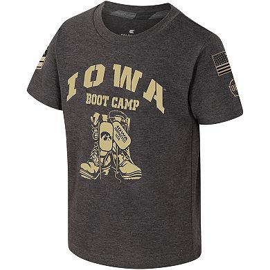 Toddler Colosseum Charcoal Iowa Hawkeyes OHT Military Appreciation Boot Camp T-Shirt