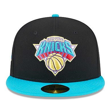 Men's New Era Black/Turquoise New York Knicks Arcade Scheme 59FIFTY Fitted Hat