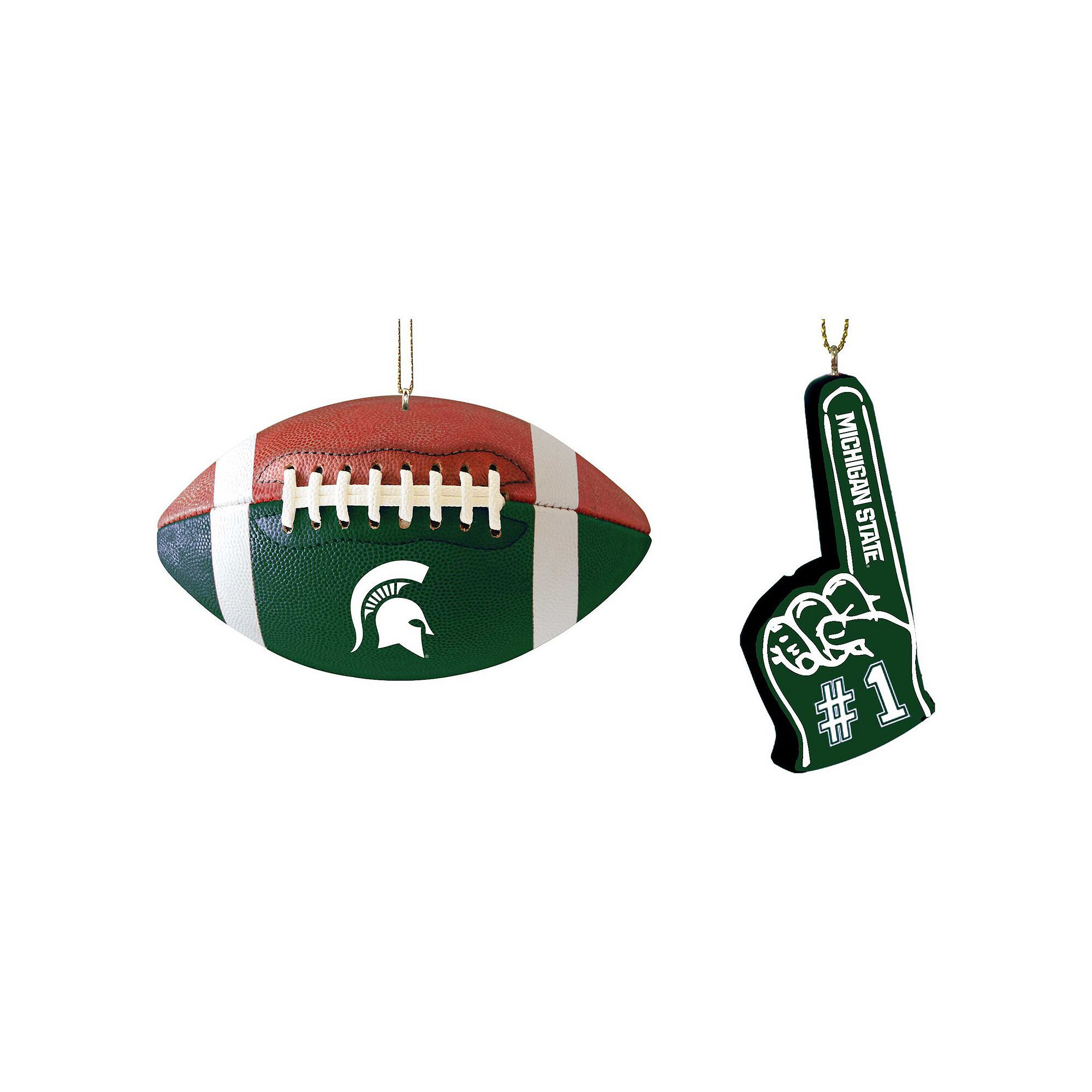 The Memory Company Michigan State Spartans Football & Foam Finger Ornament 