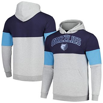 Men's Fanatics Branded Navy Memphis Grizzlies Contrast Pieced Pullover Hoodie