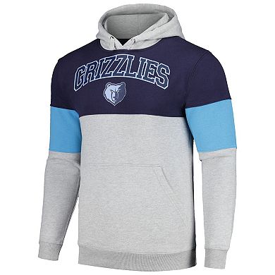 Men's Fanatics Branded Navy Memphis Grizzlies Contrast Pieced Pullover Hoodie