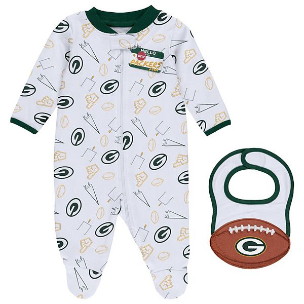 Newborn & Infant WEAR by Erin Andrews White Green Bay Packers Sleep