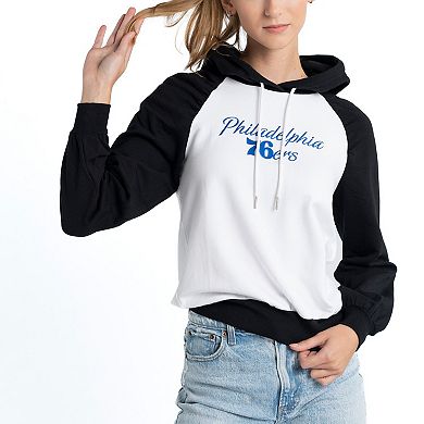Women's Lusso White Philadelphia 76ers Marlowe Tri-Blend Raglan Pullover Hoodie