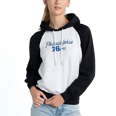 Women's Lusso White Philadelphia 76ers Marlowe Tri-Blend Raglan Pullover Hoodie