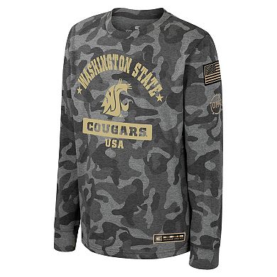 Youth Colosseum Camo Washington State Cougars OHT Military Appreciation Dark Star Long Sleeve T-Shirt