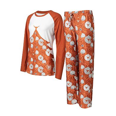 Women's Concepts Sport Texas Orange Texas Longhorns Tinsel Ugly Sweater Long Sleeve T-Shirt & Pants Sleep Set