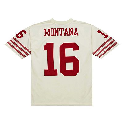 Men s Mitchell Ness Joe Montana Cream San Francisco 49ers Chainstitch Legacy Jersey