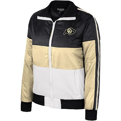 Women's The Wild Collective Gold Colorado Buffaloes Color-Block Puffer Full-Zip Jacket