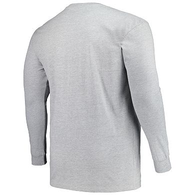 Men's Profile Gray Kansas State Wildcats Big & Tall Two-Hit Long Sleeve T-Shirt