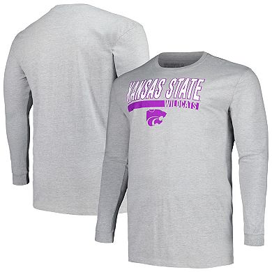Men's Profile Gray Kansas State Wildcats Big & Tall Two-Hit Long Sleeve T-Shirt