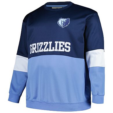 Men's Fanatics Branded Navy/Light Blue Memphis Grizzlies Big & Tall Split Pullover Sweatshirt