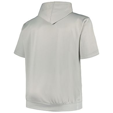 Men's Fanatics Branded Silver Milwaukee Bucks Big & Tall Logo Pullover Hoodie