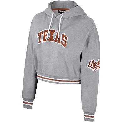 Women's The Wild Collective Heather Gray Texas Longhorns Cropped Shimmer Pullover Hoodie