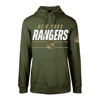Men's Levelwear Olive New York Rangers Podium Fleece Pullover Hoodie