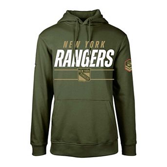 Men's Levelwear Olive New York Rangers Podium Fleece Pullover Hoodie