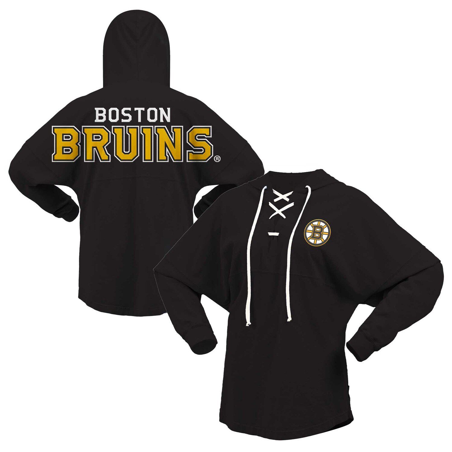 Women's Fanatics Branded Black Boston Bruins Jersey Lace-Up V-Neck Long ...