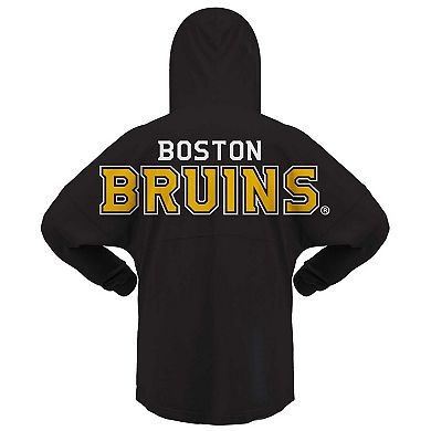 Women's Fanatics Branded Black Boston Bruins Jersey Lace-Up V-Neck Long Sleeve Hoodie T-Shirt