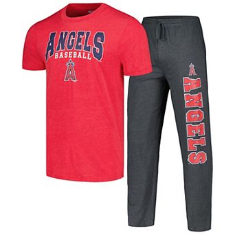 Men's Concepts Sport Charcoal/Red Los Angeles Angels Meter T-Shirt & Pants Sleep Set