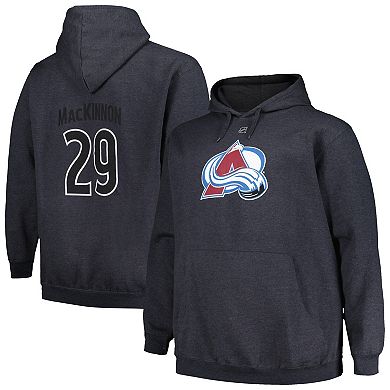 Men's Profile Nathan MacKinnon Charcoal Colorado Avalanche Big & Tall Name & Number Pullover Hoodie