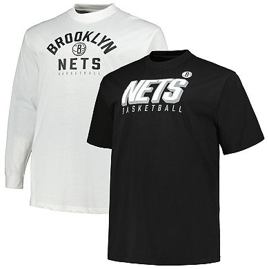 Men's Fanatics Branded Black/White Brooklyn Nets Big & Tall Short Sleeve & Long Sleeve T-Shirt Set