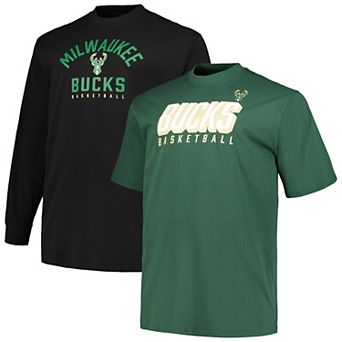 Men's Fanatics Branded Hunter Green/Black Milwaukee Bucks Big & Tall Short Sleeve & Long Sleeve T-Shirt Set