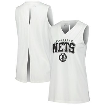 Women's Levelwear White Brooklyn Nets Paisley Peekaboo Tank Top