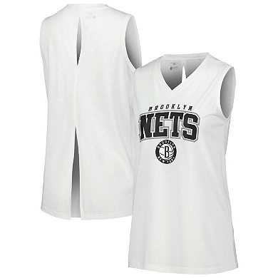 Women's Levelwear White Brooklyn Nets Paisley Peekaboo Tank Top