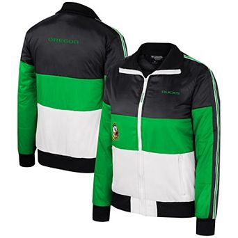 Women's The Wild Collective Green Oregon Ducks Color-Block Puffer Full-Zip Jacket