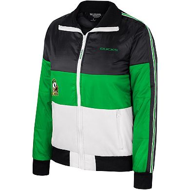 Women's The Wild Collective Green Oregon Ducks Color-Block Puffer Full-Zip Jacket