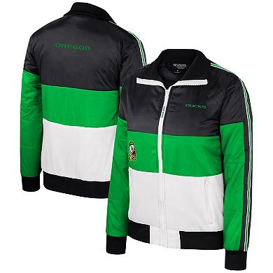 Women's The Wild Collective Green Oregon Ducks Color-Block Puffer Full-Zip Jacket
