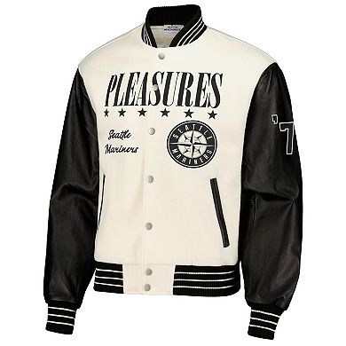 Men's PLEASURES White Seattle Mariners Full-Snap Varsity Jacket
