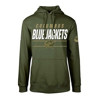 Men's Levelwear Olive Columbus Blue Jackets Podium Fleece Pullover Hoodie