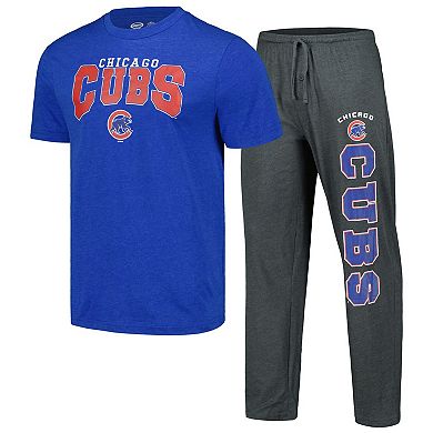 Men's Concepts Sport Charcoal/Royal Chicago Cubs Meter T-Shirt & Pants Sleep Set