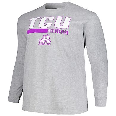 Men's Profile Gray TCU Horned Frogs Big & Tall Two-Hit Long Sleeve T-Shirt