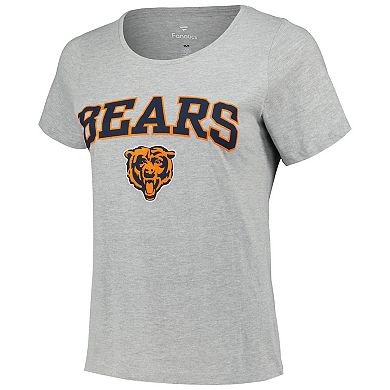 Women's Fanatics Branded Heather Gray Chicago Bears Plus Size Arch Over Logo T-Shirt