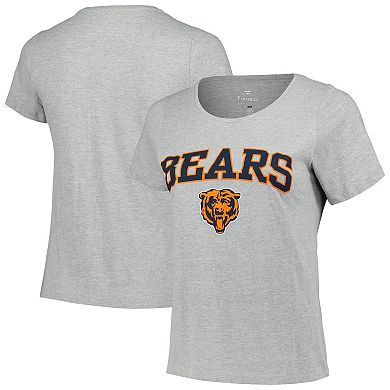 Women's Fanatics Branded Heather Gray Chicago Bears Plus Size Arch Over Logo T-Shirt