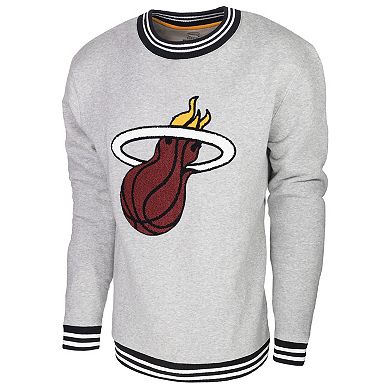Men's Stadium Essentials Heather Gray Miami Heat Club Level Pullover Sweatshirt