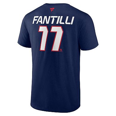 Men's Fanatics Branded Adam Fantilli Navy Columbus Blue Jackets Authentic Pro Prime Name & Number T-Shirt