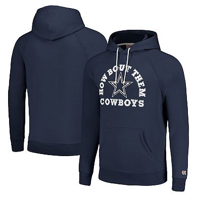 Men's Homage Navy Dallas Cowboys How 'Bout Them Hyperlocal Raglan Pullover Hoodie