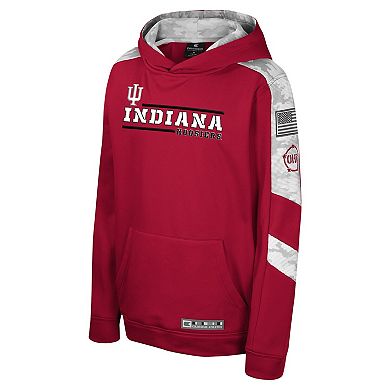 Youth Colosseum Crimson Indiana Hoosiers OHT Military Appreciation Cyclone Digital Camo Pullover Hoodie