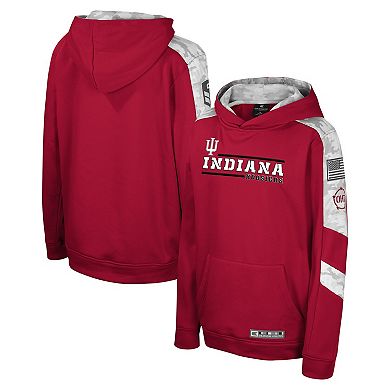 Youth Colosseum Crimson Indiana Hoosiers OHT Military Appreciation Cyclone Digital Camo Pullover Hoodie