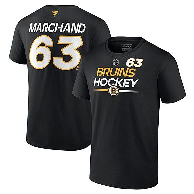 Men's Fanatics Branded Brad Marchand Black Boston Bruins Authentic Pro Prime Name & Number T-Shirt