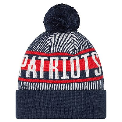 Youth New Era Navy New England Patriots Striped Cuffed Knit Hat