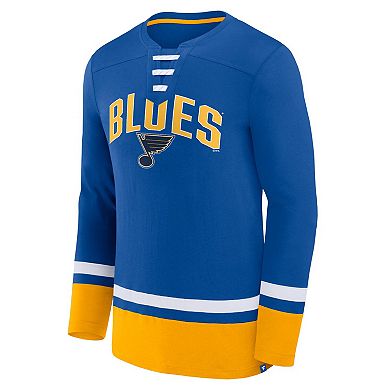 Men's Fanatics Branded Blue St. Louis Blues Back Pass Lace-Up Long Sleeve T-Shirt