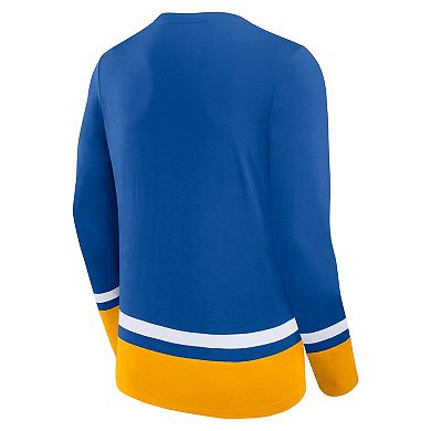 Men's Fanatics Branded Blue St. Louis Blues Back Pass Lace-Up Long Sleeve T-Shirt