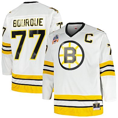 Men's Mitchell & Ness Ray Bourque White Boston Bruins Big & Tall Captain Patch Blue Line Player Jersey