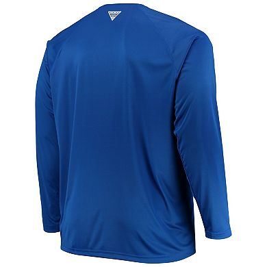 Men's Columbia Royal Kentucky Wildcats Big & Tall Terminal Tackle Raglan Omni-Shade Long Sleeve T-Shirt