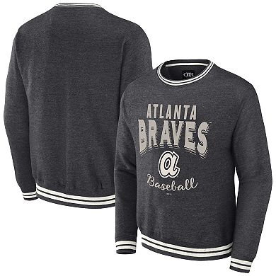 Men's Darius Rucker Collection by Fanatics  Heather Charcoal Atlanta Braves Vintage Pullover Sweatshirt