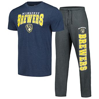 Men's Concepts Sport Charcoal/Navy Milwaukee Brewers Meter T-Shirt & Pants Sleep Set